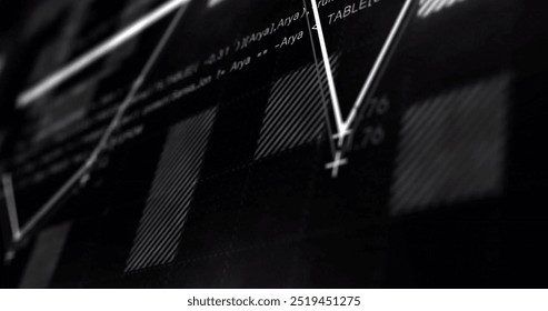 Image of data processing on black background. pattern, technology and digital interface concept digitally generated image.