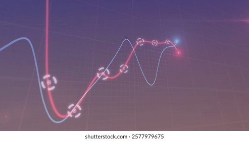 Image of data processing on blue background. Global technology, computing and digital interface concept digitally generated image.