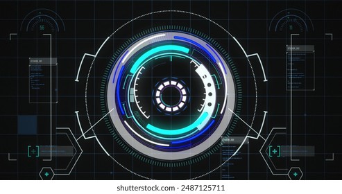 Image of data processing on digital screen. data processing, network, technology and digital interface concept digitally generated image.