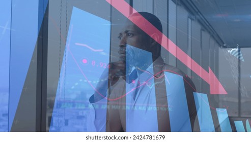 Image of data processing over african american businessman. Global business and digital interface concept digitally generated image. - Powered by Shutterstock - Get 15% off with code: PIKWIZARD15