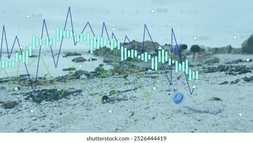 Image of data processing over african american couple cleaning beach. Global ecology and digital interface concept digitally generated image. - Powered by Shutterstock