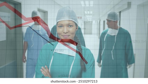 Image of data processing over biracial female surgeon. Global medicine, connections, computing and data processing concept digitally generated image. - Powered by Shutterstock