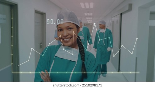 Image of data processing over biracial female surgeon. Global medicine, connections, computing and data processing concept digitally generated image. - Powered by Shutterstock