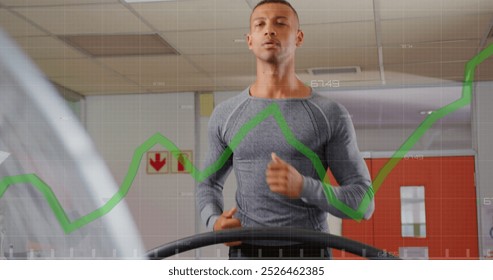 Image of data processing over biracial man running. Global sports, active lifestyle, computing and data processing concept digitally generated image. - Powered by Shutterstock