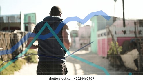 Image of data processing over biracial man running. Global sports, active lifestyle, computing and data processing concept digitally generated image. - Powered by Shutterstock