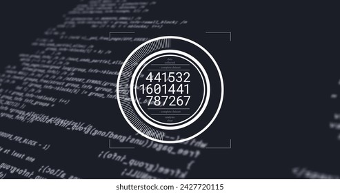 Image of data processing over black background. Social media and digital interface concept digitally generated image.