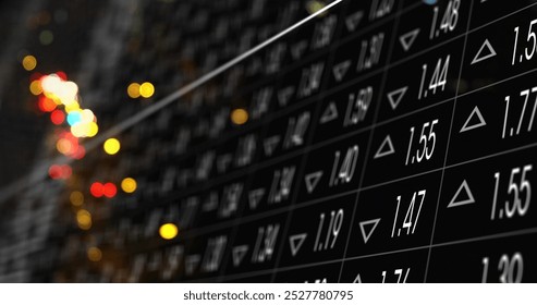 Image of data processing over bokeh on black background. Global technology, computing and digital interface concept digitally generated image. - Powered by Shutterstock - Get 15% off with code: PIKWIZARD15