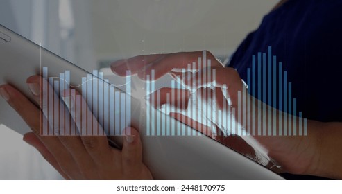 Image of data processing over caucasian man using tablet. Global business, computing and digital interface concept digitally generated image. - Powered by Shutterstock - Get 15% off with code: PIKWIZARD15