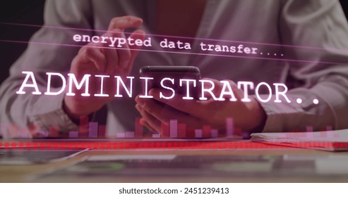 Image of data processing over caucasian businessman using smartphone. Global technology, computing and digital interface concept digitally generated image.