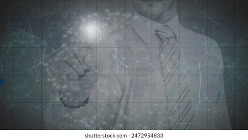 Image of data processing over caucasian businessman. Global business and digital interface concept digitally generated image.