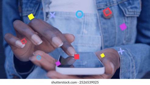 Image of data processing over caucasian man using smartphone. Global covid pandemic and healthcare services concept digitally generated image.