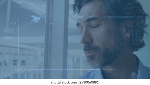 Image of data processing over caucasian businessman smiling. global business, finances, connections and digital interface concept digitally generated image. - Powered by Shutterstock