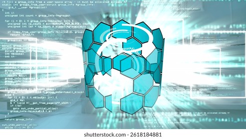 Image of data processing over caucasian male doctor. global medicine and digital interface concept digitally generated image.