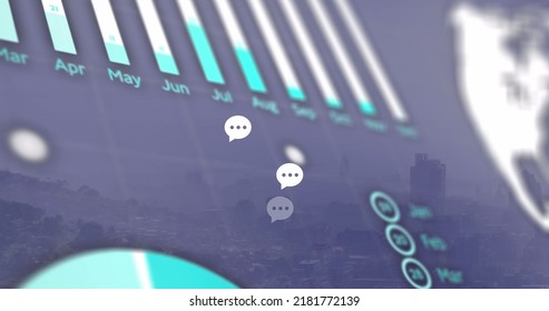 Image of data processing over cityscape. Global business and digital interface concept digitally generated image. - Powered by Shutterstock - Get 15% off with code: PIKWIZARD15