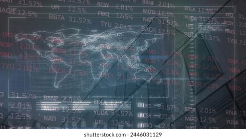 Image of data processing over cityscape. Global business and digital interface concept digitally generated image. - Powered by Shutterstock - Get 15% off with code: PIKWIZARD15