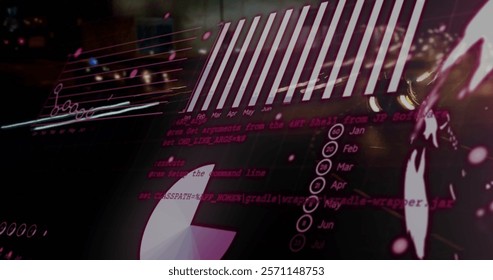 Image of data processing over cityscape. Global finance, business, connections, computing and data processing concept digitally generated image.