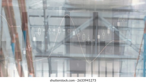 Image of data processing over cityscape. Global connections, data processing and digital interface concept digitally generated image.
