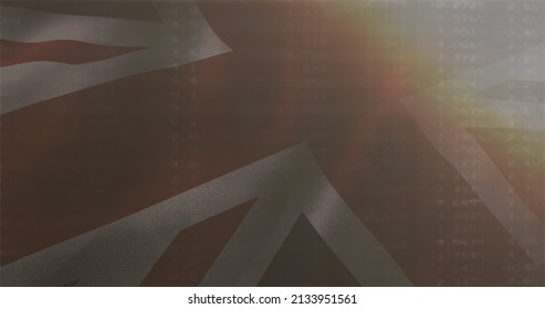 Image of data processing over clouds and flag of uk. global business, finances, connections and digital interface concept digitally generated image. - Powered by Shutterstock - Get 15% off with code: PIKWIZARD15