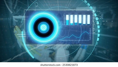 Image of data processing over computer wires. network, communication, data processing and technology concept digitally generated image.