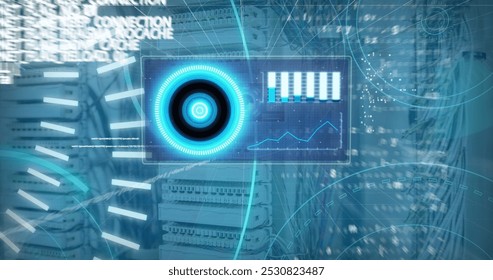 Image of data processing over computer wires. network, communication, data processing and technology concept digitally generated image.