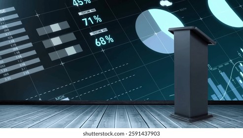 Image of data processing over computer server. Global connections, computing and data processing concept digitally generated image.