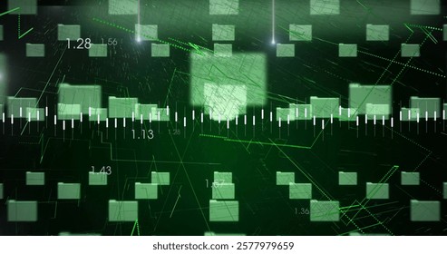 Image of data processing over digital files. Global connections, computing and data processing concept digitally generated image.