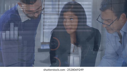 Image of data processing over diverse basketball players at gym. Global business data processing and digital interface concept digitally generated image. - Powered by Shutterstock