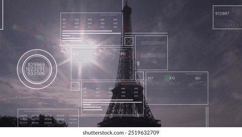 Image of data processing over eiffel tower on background. Global business, networks connections and digital interface concept digitally generated image. - Powered by Shutterstock - Get 15% off with code: PIKWIZARD15
