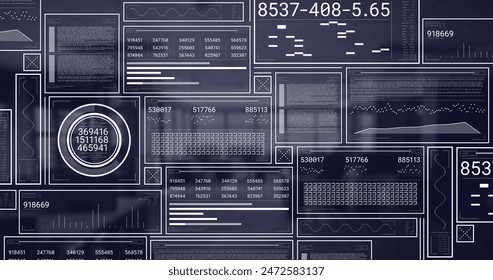 Image of data processing over empty office. Global business, computing and digital interface concept digitally generated image. - Powered by Shutterstock