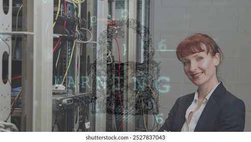 Image of data processing over female caucasian server room workers. Global business, finances, digital interface and connections concept digitally generated image. - Powered by Shutterstock - Get 15% off with code: PIKWIZARD15