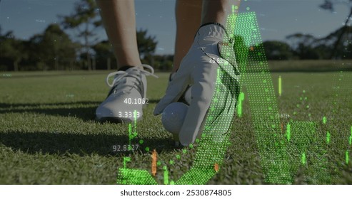 Image of data processing over female golf player on golf course. Global sports, competition, computing and data processing concept digitally generated image. - Powered by Shutterstock