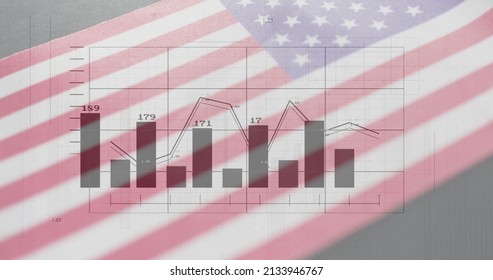 Image of data processing over flag of america. global business, finances, connections and digital interface concept digitally generated image. - Powered by Shutterstock - Get 15% off with code: PIKWIZARD15