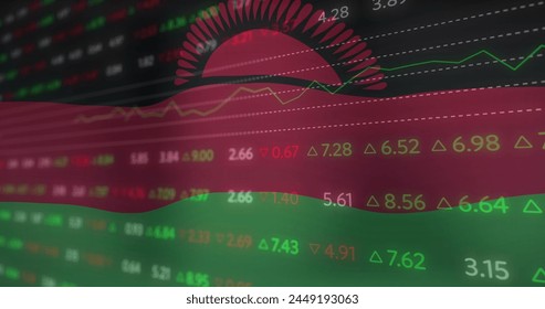 Image of data processing over flag of malawi. flags of the world and digital interface concept digitally generated image.
