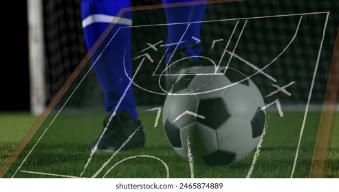 Image of data processing over football match in sports stadium. Global sports technology digital interface and connections concept digitally generated image. - Powered by Shutterstock