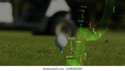 Image of data processing over golf ball. Global sport and digital interface concept digitally generated image. - Powered by Shutterstock - Get 15% off with code: PIKWIZARD15