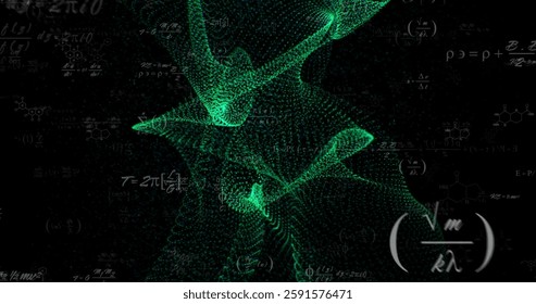 Image of data processing over green network of connections. Global connections, computing and data processing concept digitally generated image.