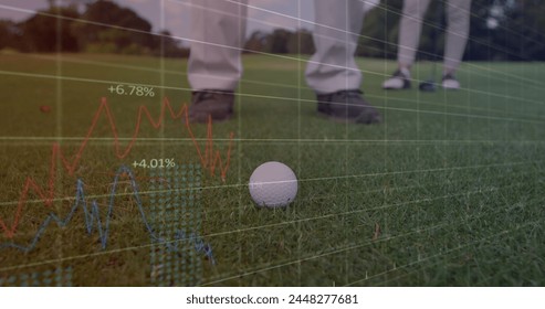 Image of data processing over male golf players. Global sport and digital interface concept digitally generated image. - Powered by Shutterstock