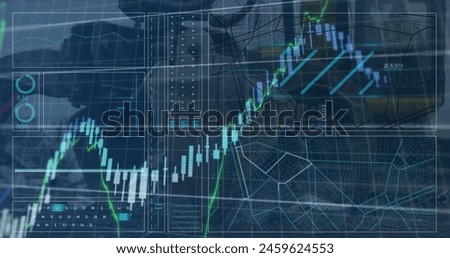 Image of data processing over media icons and van. Global network connections data processing technology and digital interface concept digitally generated image.