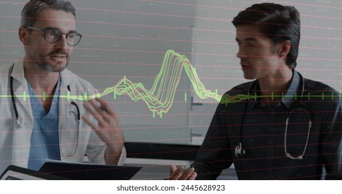 Image of data processing over medical staff. global connections, medicine , digital interface, technology and networking concept digitally generated image. - Powered by Shutterstock - Get 15% off with code: PIKWIZARD15