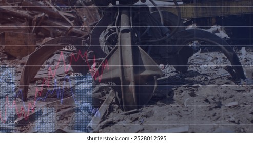 Image of data processing over muscular man exercising in gym. Global sports fitness connections and technology concept digitally generated image.