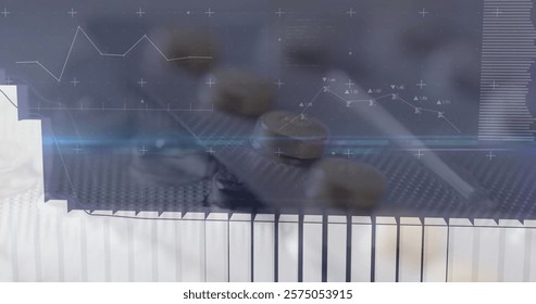 Image of data processing over pills. Global science, medicine, computing and digital interface concept digitally generated image. - Powered by Shutterstock - Get 15% off with code: PIKWIZARD15