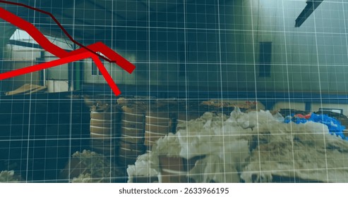 Image of data processing over rubbish dump. Global business and digital interface concept digitally generated image.