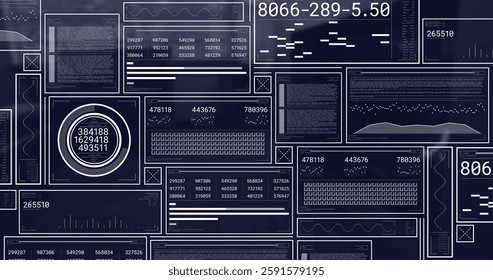 Image of data processing over screens and office. Global finance, business, connections, computing and data processing concept digitally generated image.
