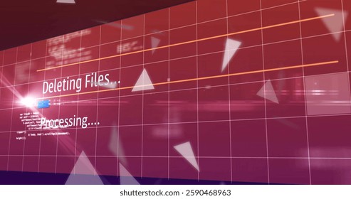 Image of data processing over shapes and loading bar. Technology and digital interface concept digitally generated image.