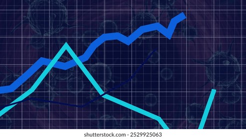 Image of data processing over virus cells. Global business and digital interface concept digitally generated image. - Powered by Shutterstock