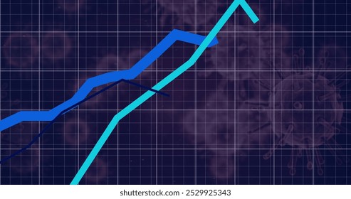 Image of data processing over virus cells. Global business and digital interface concept digitally generated image. - Powered by Shutterstock