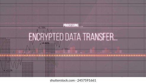 Image of data processing over white background. Global business and digital interface concept digitally generated image.
