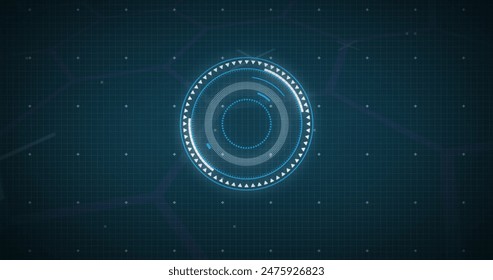 Image of data processing, scope scanning and computer circuit board. global data processing, computing and digital interface concept digitally generated image.