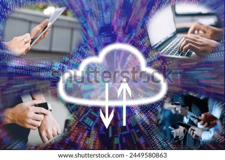 Image of data transfer between cloud server and various information terminals

