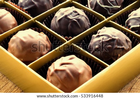 Image of delicious handmade chocolate in box Zdjęcia stock © 